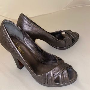 Cole Haan high but comfy metallic silver tone